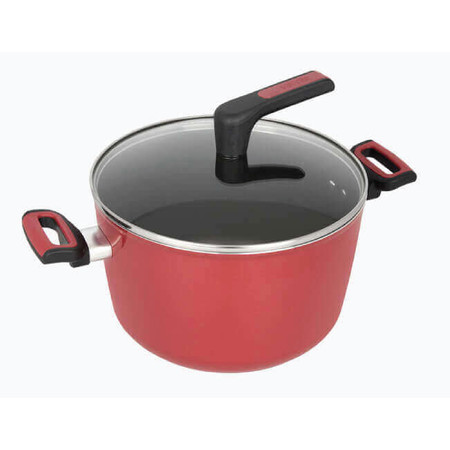 MEYER หม้อ 2 หู พร้อมฝา ขนาด 24 ซม. รุ่น Forge.Red (22083-T)