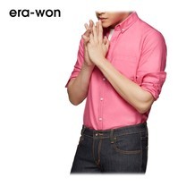 era-won เสื้อเชิ้ต รุ่น OXFORD SHIRT ANTI-BACTERIA ทรง Slim คอปก - สีชมพู (Active Pink)