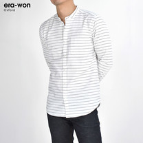 era-won เสื้อเชิ้ต รุ่น OXFORD SHIR ทรงSlim - สีขาวลายเส้น Music Flow คอจีน