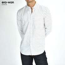 era-won เสื้อเชิ้ต รุ่น OXFORD SHIR ทรงSlim - สีขาวลายเส้น Music Flow คอปก