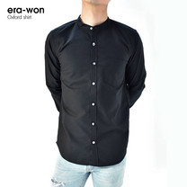 era-won เสื้อเชิ๊ต รุ่น OXFORD SHIRT ทรง Slim - สีดำ Black คอจีน