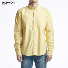 era-won เสื้อเชิ้ต รุ่น OXFORD SHIRT ANTI-BACTERIA ทรง Slim -  สีเหลือง Caramel คอปก