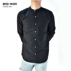 era-won เสื้อเชิ๊ต รุ่น OXFORD SHIRT ทรง Slim  - สีดำ  Black  คอจีน