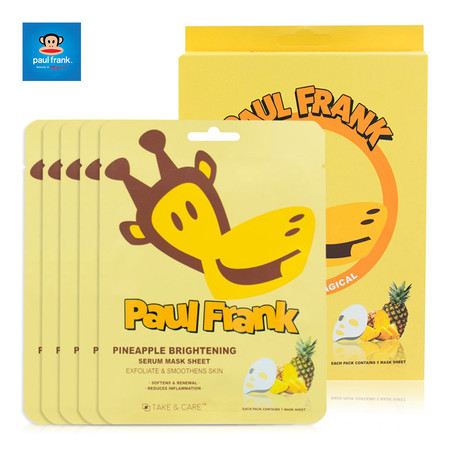 PAUL FRANK PINEAPPLE BRIGHTENING SERUM MASK SHEET (SET 5 แผ่น) เซรั่มมาส์กชีท พายแอปเปิ้ล