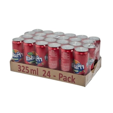 แฟนต้า เครื่องดื่มน้ำอัดลม กลิ่นสตอเบอรี่ (สีแดง) 325 มล. X 24 กระป๋อง (ยกแพ็ค)