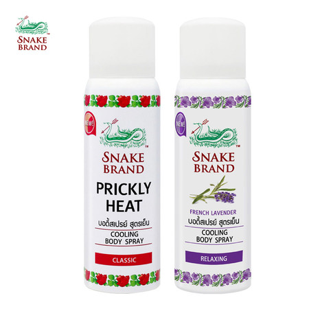 Snake Brand ตรางู คูลลิ่ง บอดี้สเปรย์ สูตรเย็น ขนาด 50 มล.คละกลิ่น กลิ่นคลาสสิค 1 ขวด + รีแล็กซิ่ง กลิ่นลาเวนเดอร์ 1 ขวด