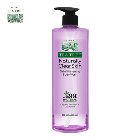 Tea Tree เจลอาบน้ำ เนเชอรัลลี่ เคลียร์สกิน ไวท์เทนนิ่ง บอดี้ วอช ขนาด 500 มล. 1 ขวด