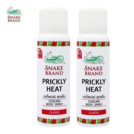 Snake Brand ตรางู ปริกลี่ฮีท คูลลิ่ง บอดี้สเปรย์ สูตรเย็น กลิ่นคลาสสิค ขนาด 50 มล. 2 กระป๋อง