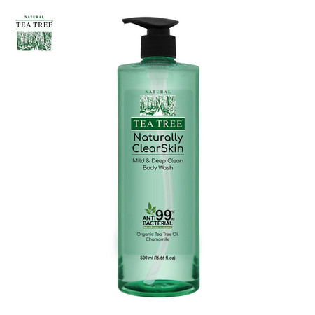 Tea Tree เจลอาบน้ำ เนเชอรัลลี เคลียร์สกิน มายด์ แอนด์ ดีพ คลีน บอดี้ วอช ขนาด 500 มล. 1 ขวด