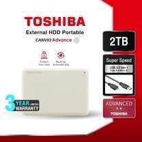 Toshiba External (2TB) USB 3.2 รุ่น (Canvio Advance V10) Security/Auto-backup สีขาว ฮาร์ดดิสก์แบบพกพา Harddrive HDD