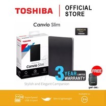 Toshiba External Harddrive (2TB) รุ่น Canvio Slim External HDD 2TB Black USB 3.0