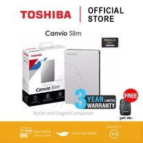Toshiba External Harddrive (2TB) รุ่น Canvio Slim External HDD 2TB Silver USB 3.0