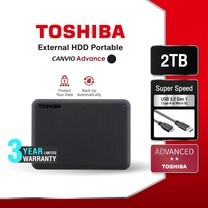 Toshiba External (2TB) USB 3.2 รุ่น (Canvio Advance V10) Security/Auto-backup สีดำ ฮาร์ดดิสก์แบบพกพา Harddrive HDD