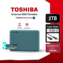 Toshiba External (2TB) USB 3.2 รุ่น (Canvio Advance V10) Security/Auto-backup สีเขียว ฮาร์ดดิสก์แบบพกพา Harddrive HDD