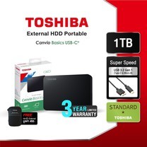 Toshiba External (1TB) USB Type-C รุ่น (Canvio Basics TypeC) ฮาร์ดดิสก์แบบพกพา Harddrive HDD