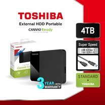 Toshiba External (4TB) USB 3.2 รุ่น (Canvio Ready B3) ฮาร์ดดิสก์แบบพกพา Harddrive HDD