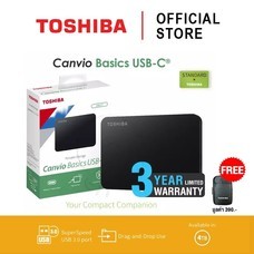 Toshiba External Harddrive (2TB) รุ่น Canvio Basics TypeC External HDD 2TB Black USB Type-C