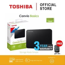 Toshiba External Harddrive (1TB) รุ่น Canvio Basics A3 External HDD Black 1TB USB 3.0