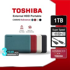 Toshiba External (1TB) USB 3.2 รุ่น (Canvio Advance V10) Security/Auto-backup สี Green/Black/Red/White ฮาร์ดดิสก์แบบพกพา Harddrive HDD