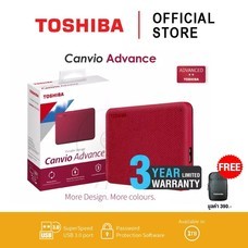 Toshiba External Harddrive (2TB) สีแดง รุ่น Canvio V10 External HDD 2TB USB3.2 New!