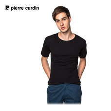 Pierre Cardin PT-009 1 ตัว เสื้อยืดคอกลม RIBBED CREW NECK CLASSIC-COLOURED SIZE XXL - สีดำ