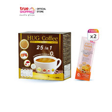 Hug Coffee กาแฟเพื่อสุขภาพปรุงสำเร็จชนิดผง 1 กล่อง แถมฟรี TAKARA COLLAGEN VitC 2 ซอง