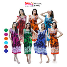 สมฤทัย เดรสผ้ามัดย้อมลายไทย Free size คละสี 7 ตัว