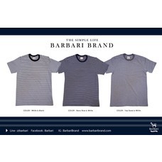 Barbari เสื้อยืดคอกลมลายริ้ว  Premium Cotton 100%  ใส่ได้ทั้งผู้ชายผู้หญิง  ( BBS1 )