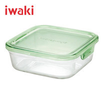 Iwaki ภาชนะแก้วบรรจุอาหารทรงเหลี่ยม รุ่น K3247N-P ขนาด 800 ml. - สีเขียว