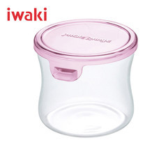 Iwaki ภาชนะแก้วบรรจุอาหารทรงกลม ขนาด 240 ml. รุ่น K7400-P - สีชมพู