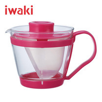 Iwaki กาชงชาเนื้อแก้วพร้อมที่กรอง ขนาด 400 ml. - สีชมพู