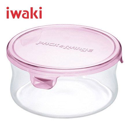 Iwaki ภาชนะแก้วบรรจุอาหารทรงกลม ขนาด 380 ml. รุ่น K7401-P - สีชมพู