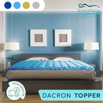 SleepHappy Fluffy Topper  ที่รองที่นอน ท็อปเปอร์ Dacron Hybrid  เพื่อสุขภาพ สีฟ้า (หนา 3 นิ้ว) 3.5ฟุต ส่งฟรี