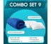 SleepHappy COMBO SET 9 ที่รองที่นอน ท็อปเปอร์สี Dacron Hybrid สีน้ำเงิน (หนา 3 นิ้ว) + หมอนไมโครไฟเบอร์ (1200 gsm.) 5ฟุต ส่งฟรี