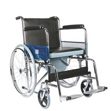 รถเข็นผู้ป่วย นั่งถ่าย กระโถน  รถเข็นคนชรา รถเข็นผู้พิการ Wheelchair วิลแชร์ เหล็กชุบโครเมียม แบบพับได้ รุ่น609