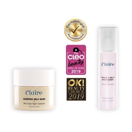 ชุดคู่ Claire Triple C Milky Moisturizer + Claire Sleeping Milk Mask แคลร์ ทริปเปิ้ล ซี มิลค์กี้ มอยเจอร์ไรเซอร์ และ มาส์กน้ำนมสูตรเข้มข้น