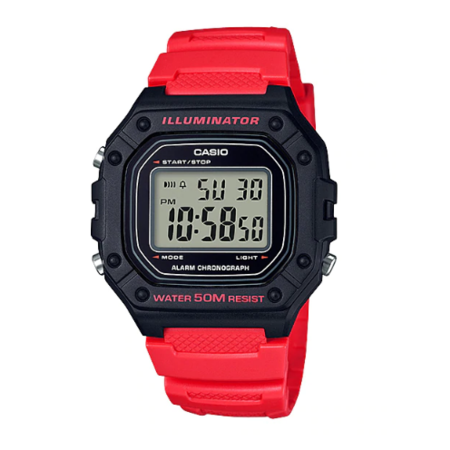 นาฬิกา Casio Digital สีแดง รุ่น W-218H-4B