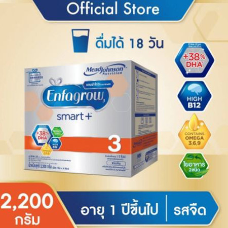 เอนฟาโกร สมาร์ทพลัส ผลิตภัณฑ์นมชนิดละลายทันที สูตร 3 ชนิดจืด 2200 กรัม (550 กรัม x 4 ซอง)